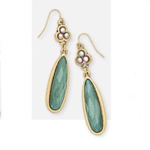 Statement earrings Whisper Premier Design Green Gold long dangly